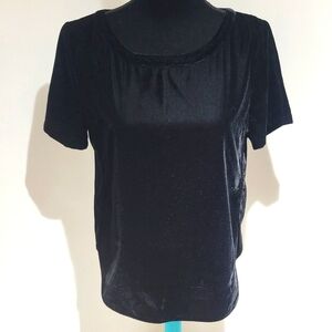 Banana Republic Women's Velvet Short Sleeve Top Small Black Whimsigoth Luxe